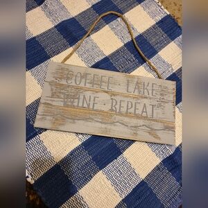 Rustic 'Coffee • Lake • Wine • Repeat' Hanging Sign - Gray & Distressed Wood